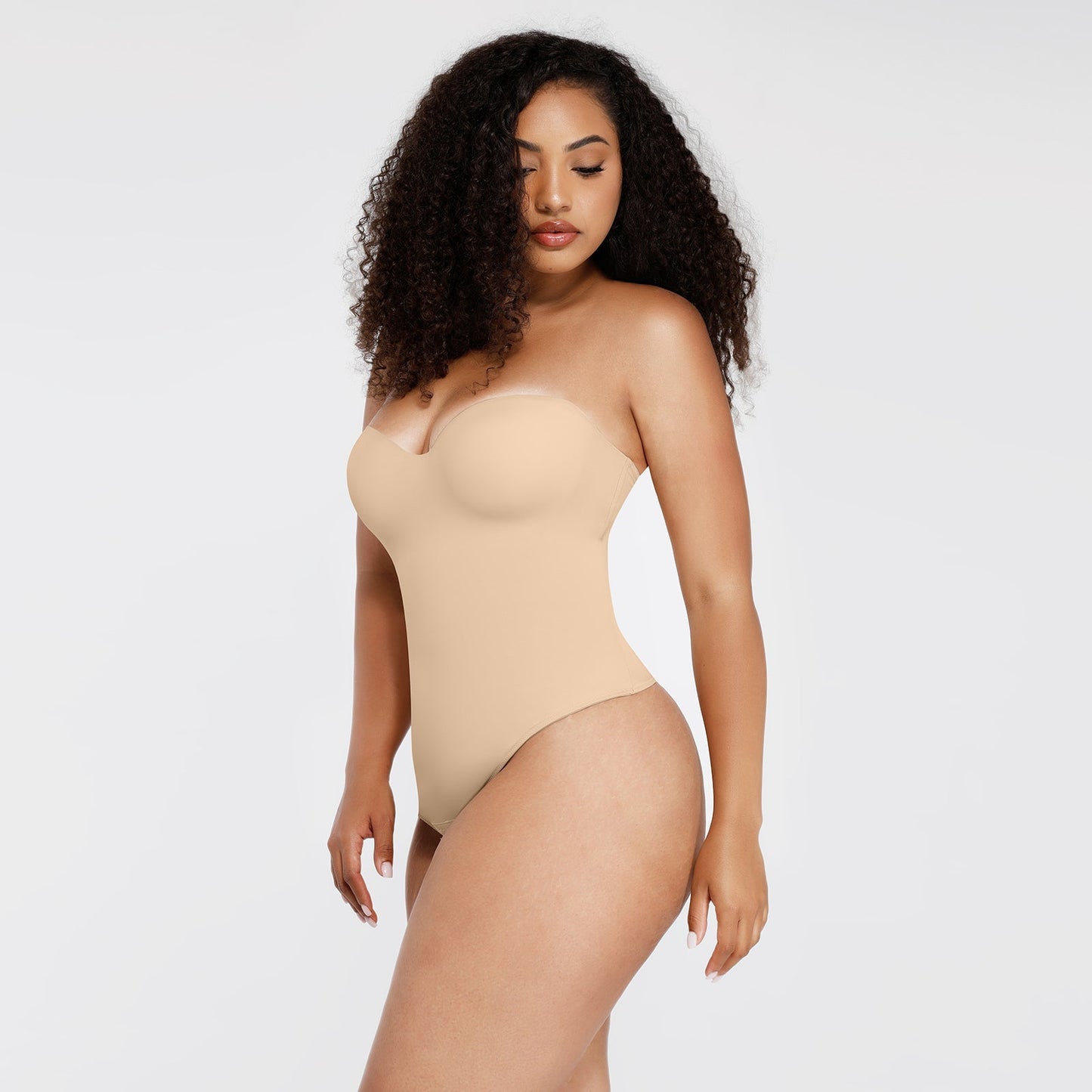 Monica - One-Piece Thong Bodysuit with Underwire, Removable Waist Straps & Abdomen Shaping