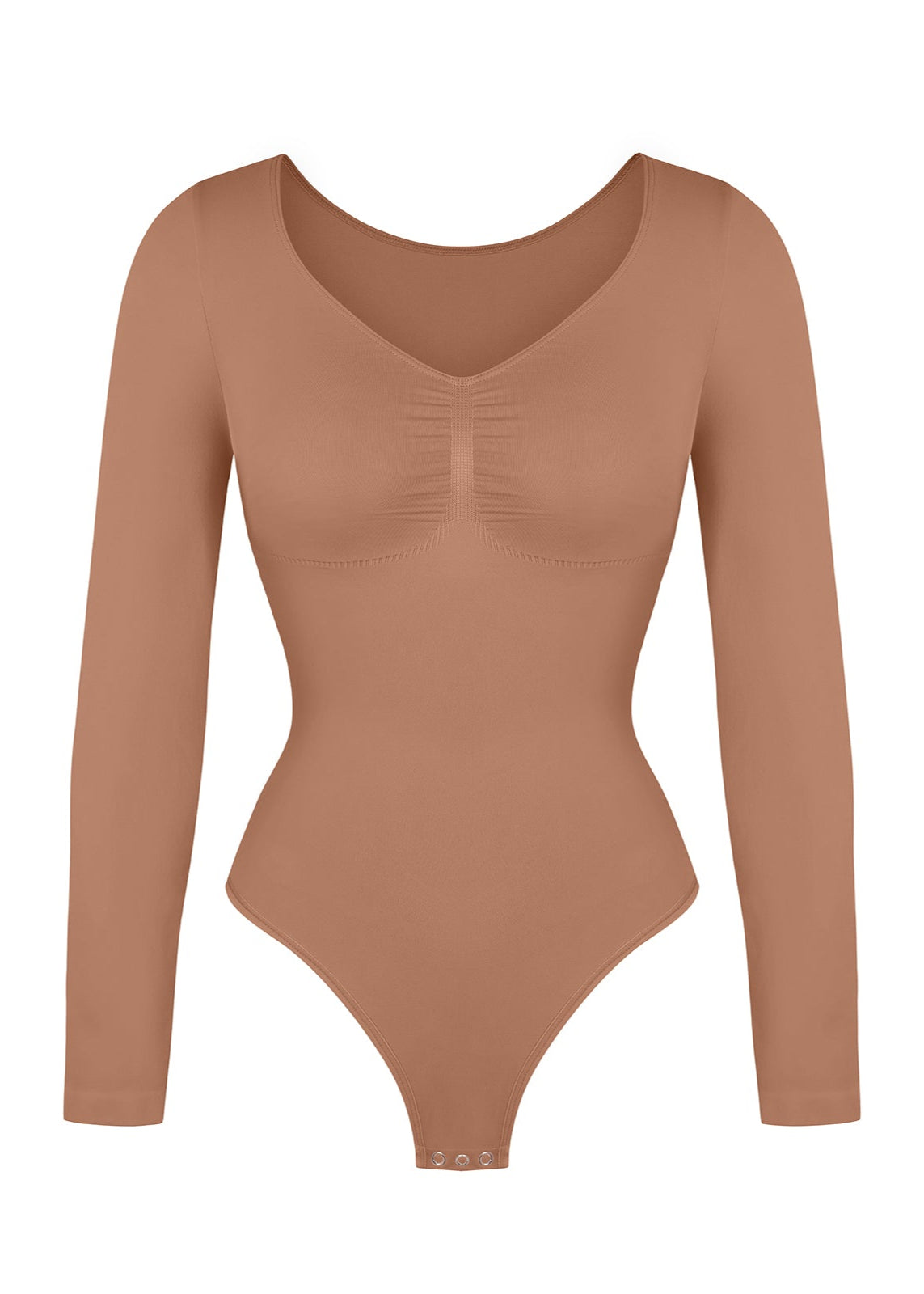 Marcella - Seamless Long Sleeve Thong Bodysuit with Chest Support & Tummy Control
