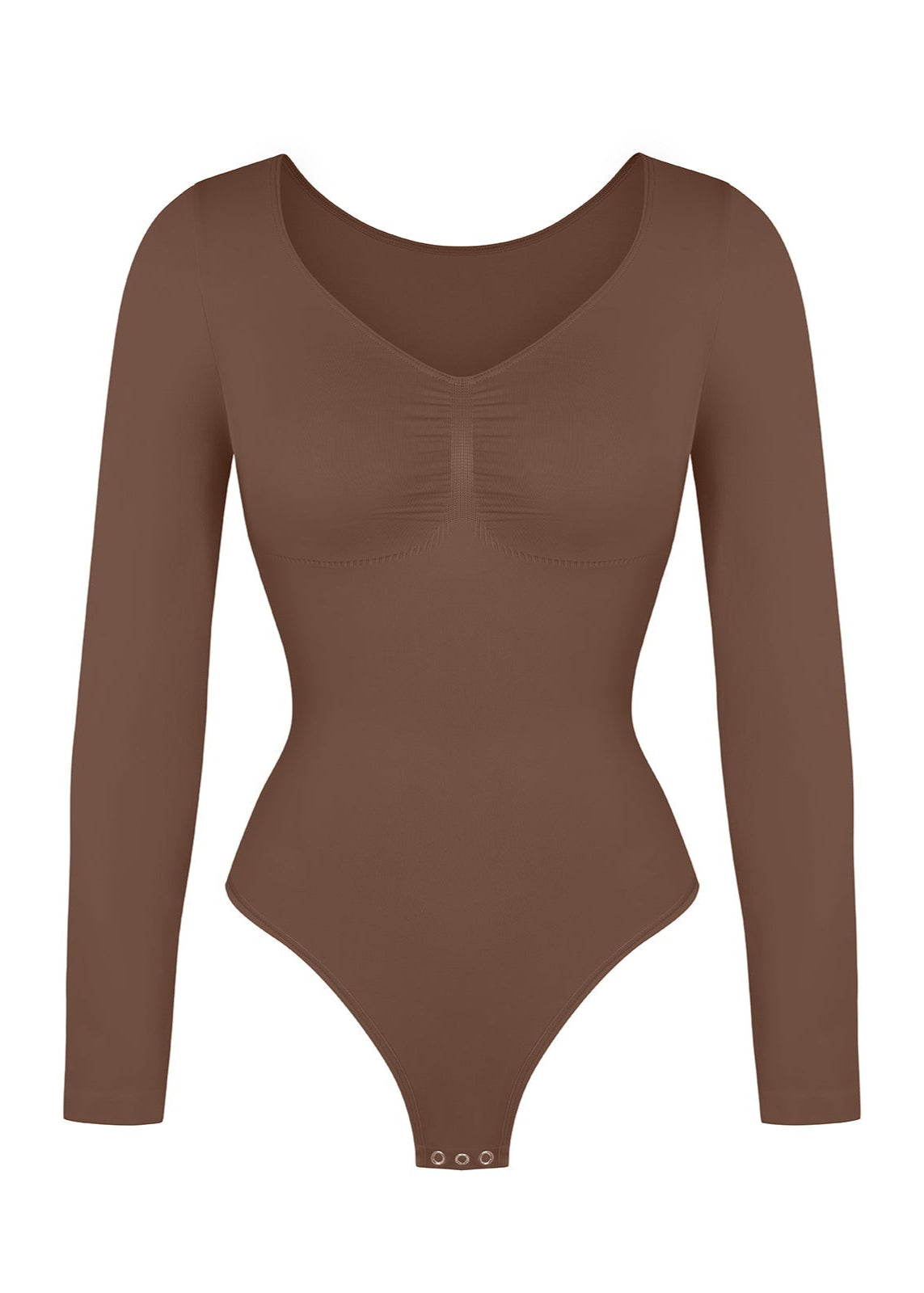 Marcella - Seamless Long Sleeve Thong Bodysuit with Chest Support & Tummy Control