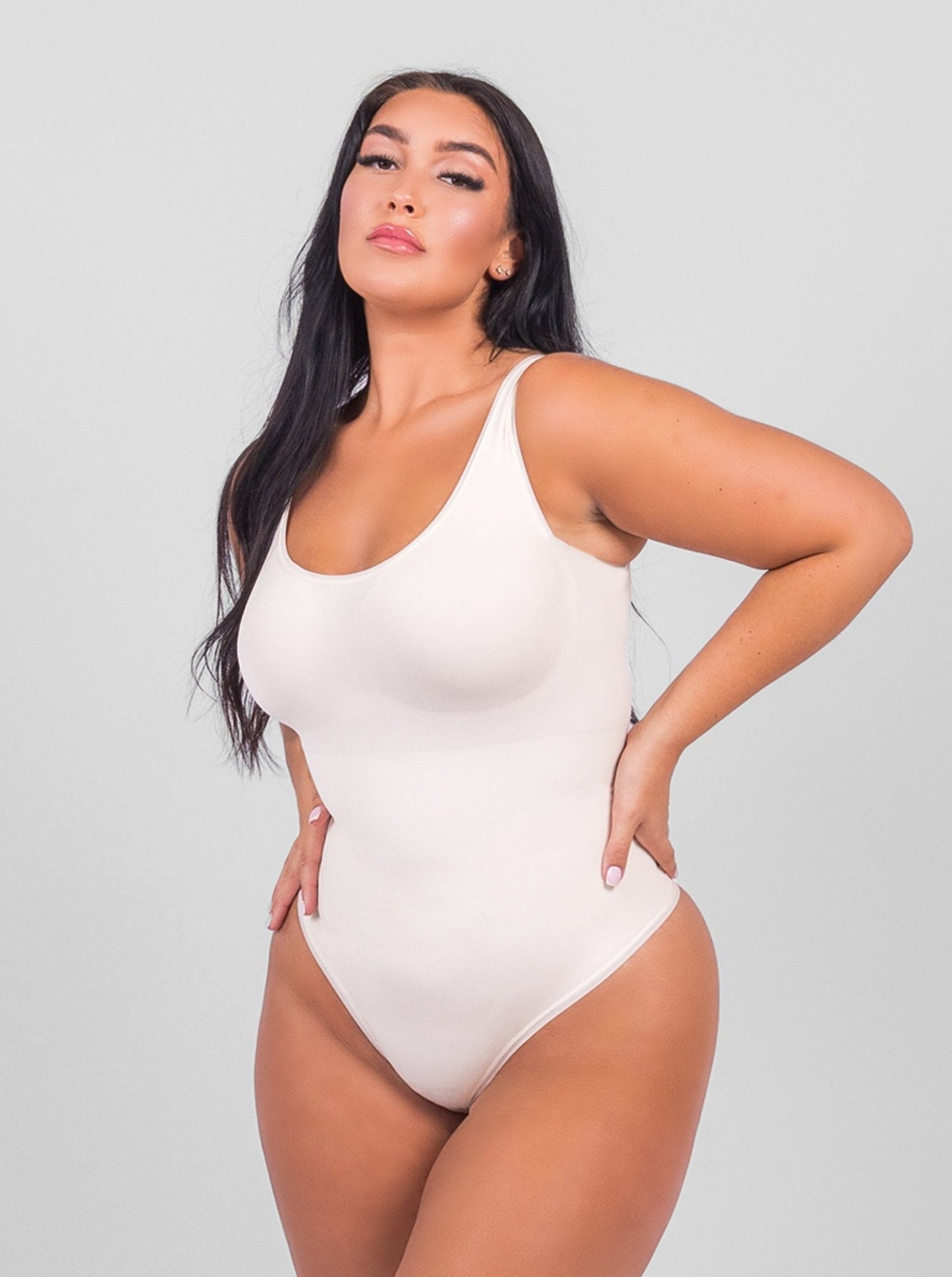 Olivia - Shaping Scoop Tank Thong Bodysuit