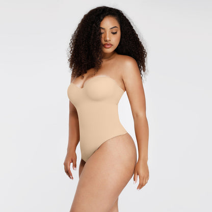 Monica - One-Piece Thong Bodysuit with Underwire, Removable Waist Straps & Abdomen Shaping