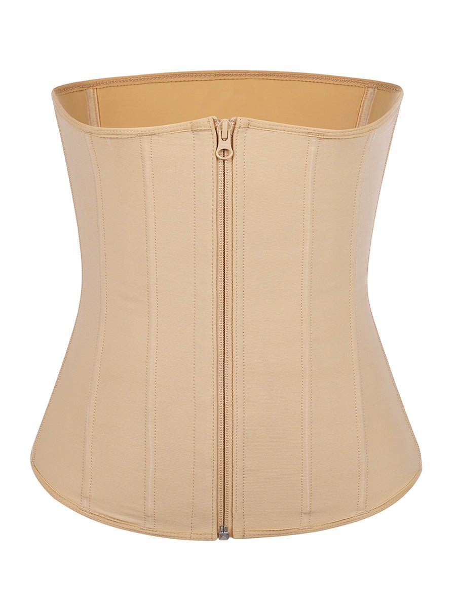 Tara - Waist Trainer with Zipper and Hooks - 9 Steel Bones