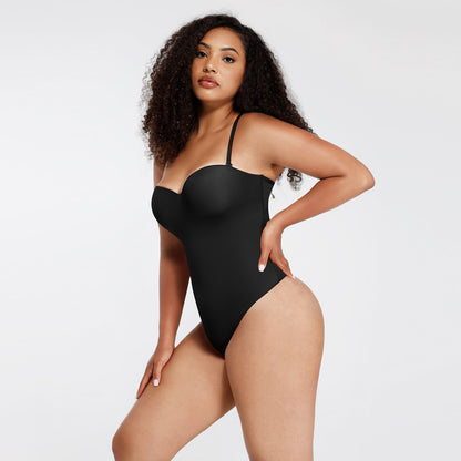 Monica - One-Piece Thong Bodysuit with Underwire, Removable Waist Straps & Abdomen Shaping
