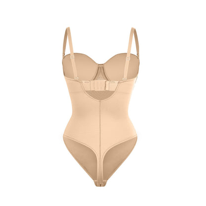 Monica - One-Piece Thong Bodysuit with Underwire, Removable Waist Straps & Abdomen Shaping