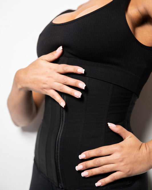 Tara - Waist Trainer with Zipper and Hooks - 9 Steel Bones