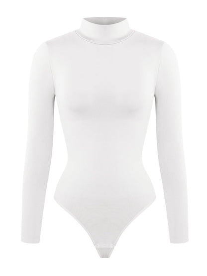 Rosina - Eco-friendly Seamless Thong Bodysuit with Long Sleeves & Turtle Neck