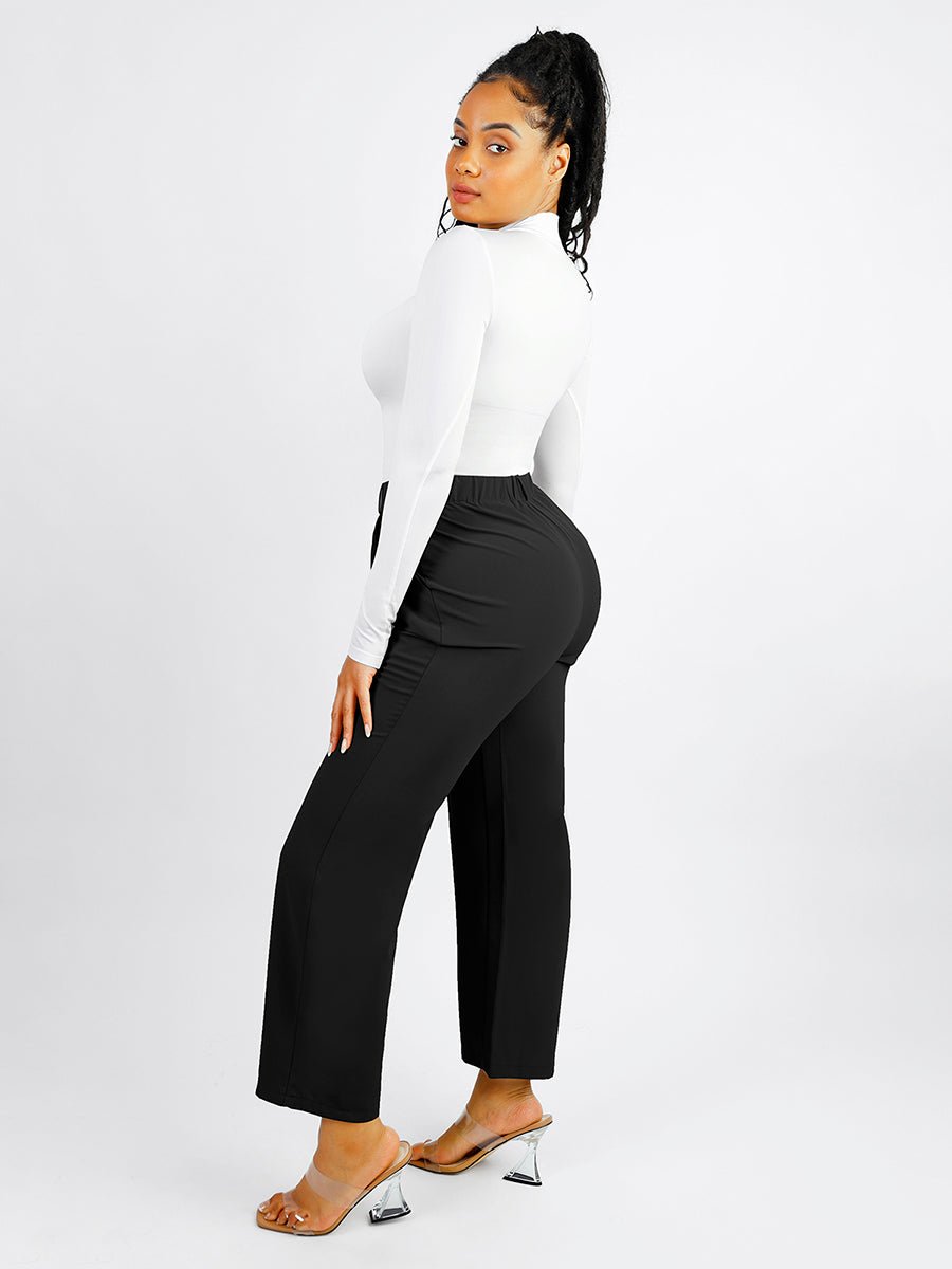 Rosina - Eco-friendly Seamless Thong Bodysuit with Long Sleeves & Turtle Neck