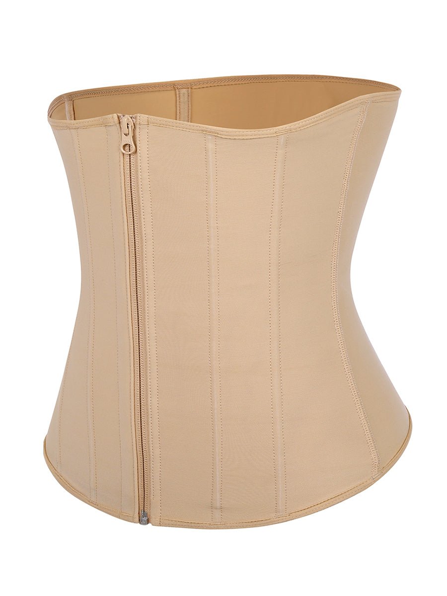 Tara - Waist Trainer with Zipper and Hooks - 9 Steel Bones