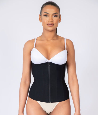 Tara - Waist Trainer with Zipper and Hooks - 9 Steel Bones